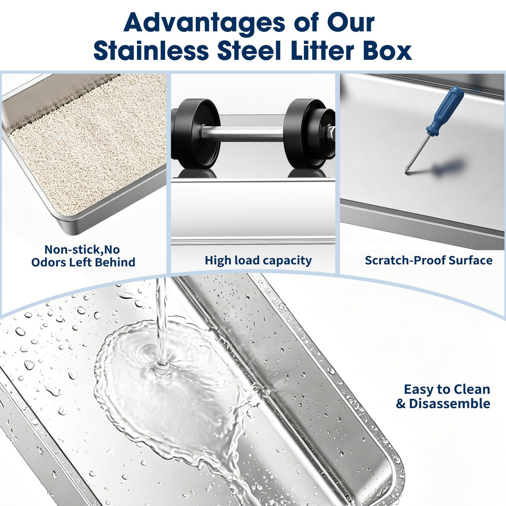 XXXL Stainless Steel Cat Litter Box with Lid C631