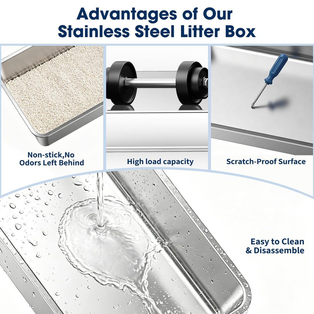 XXXL Stainless Steel Cat Litter Box with Lid C631