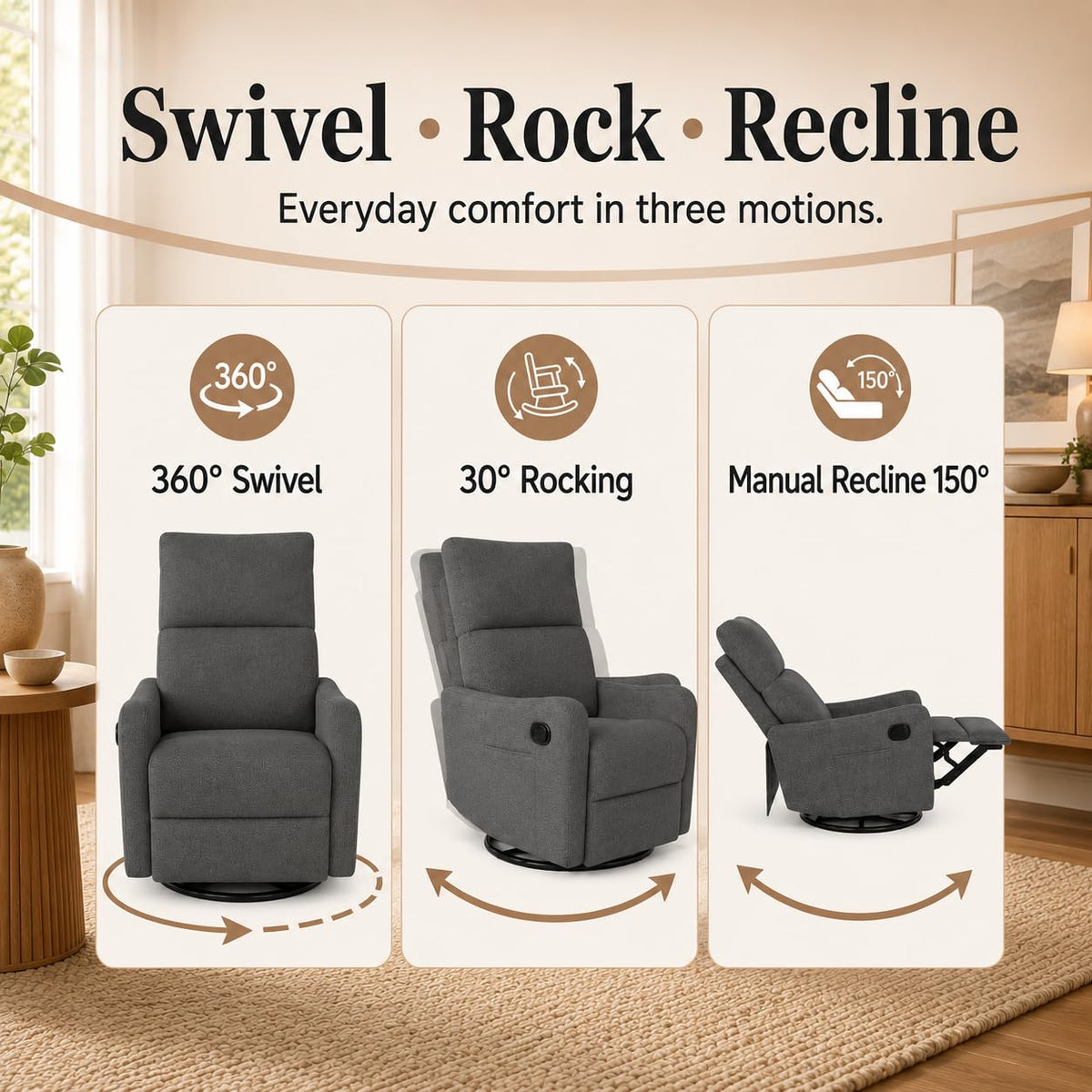 Swivel Rocker Recliner Chair W7784