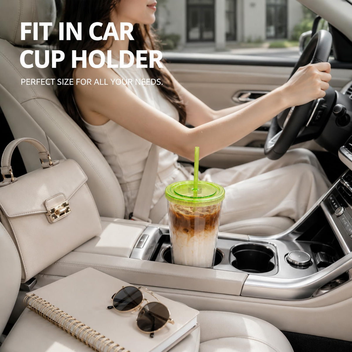 32oz Clear Tumblers with Lids and Straws C34819