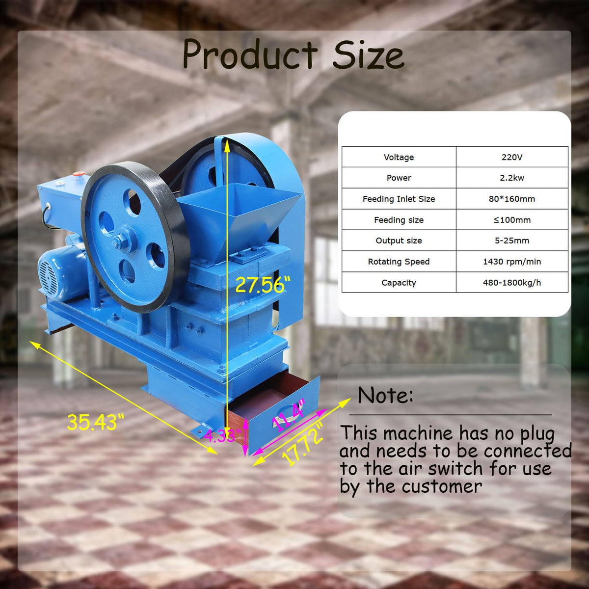 220V 2.2KW Stone Crusher Machine X878