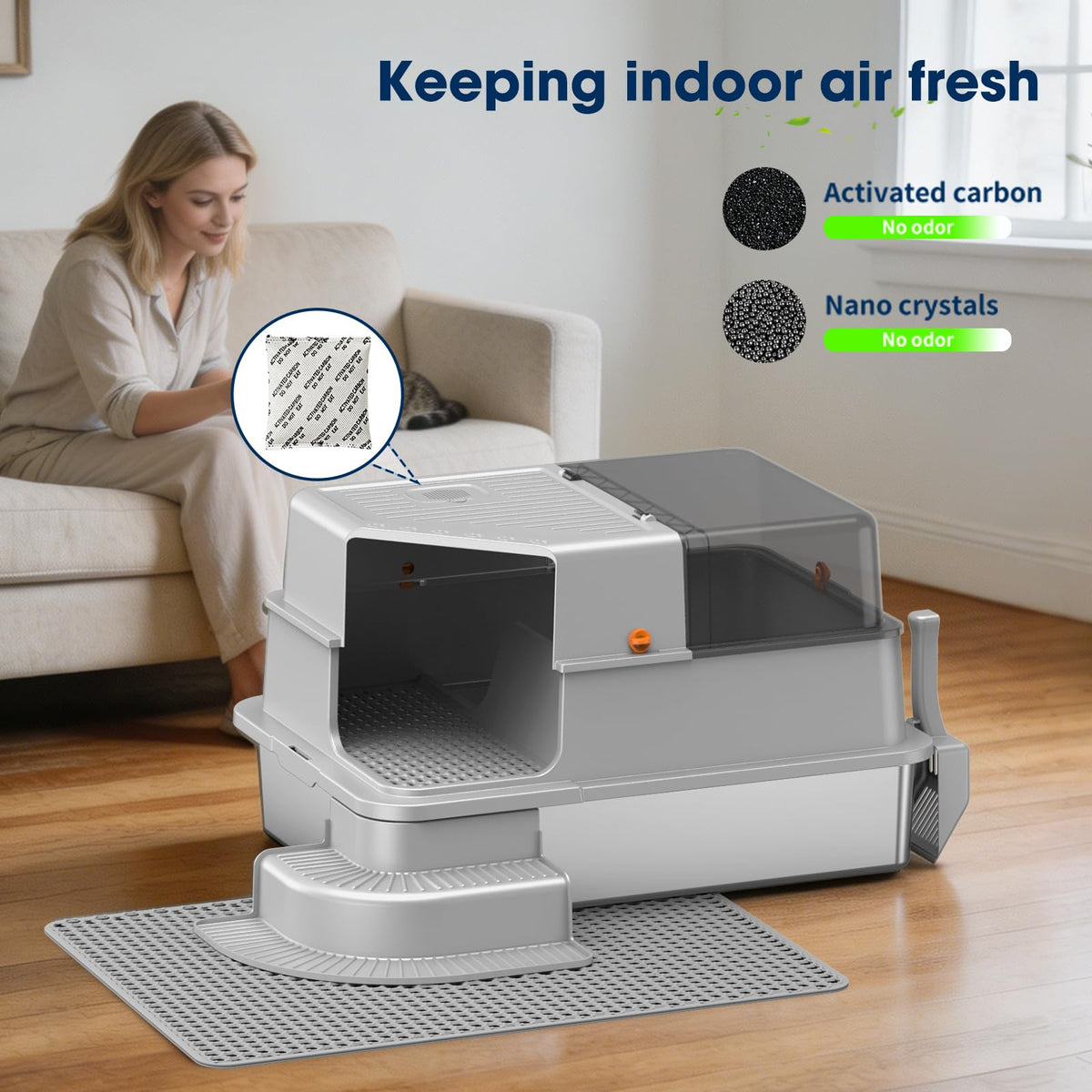 XXXL Stainless Steel Cat Litter Box with Lid C631