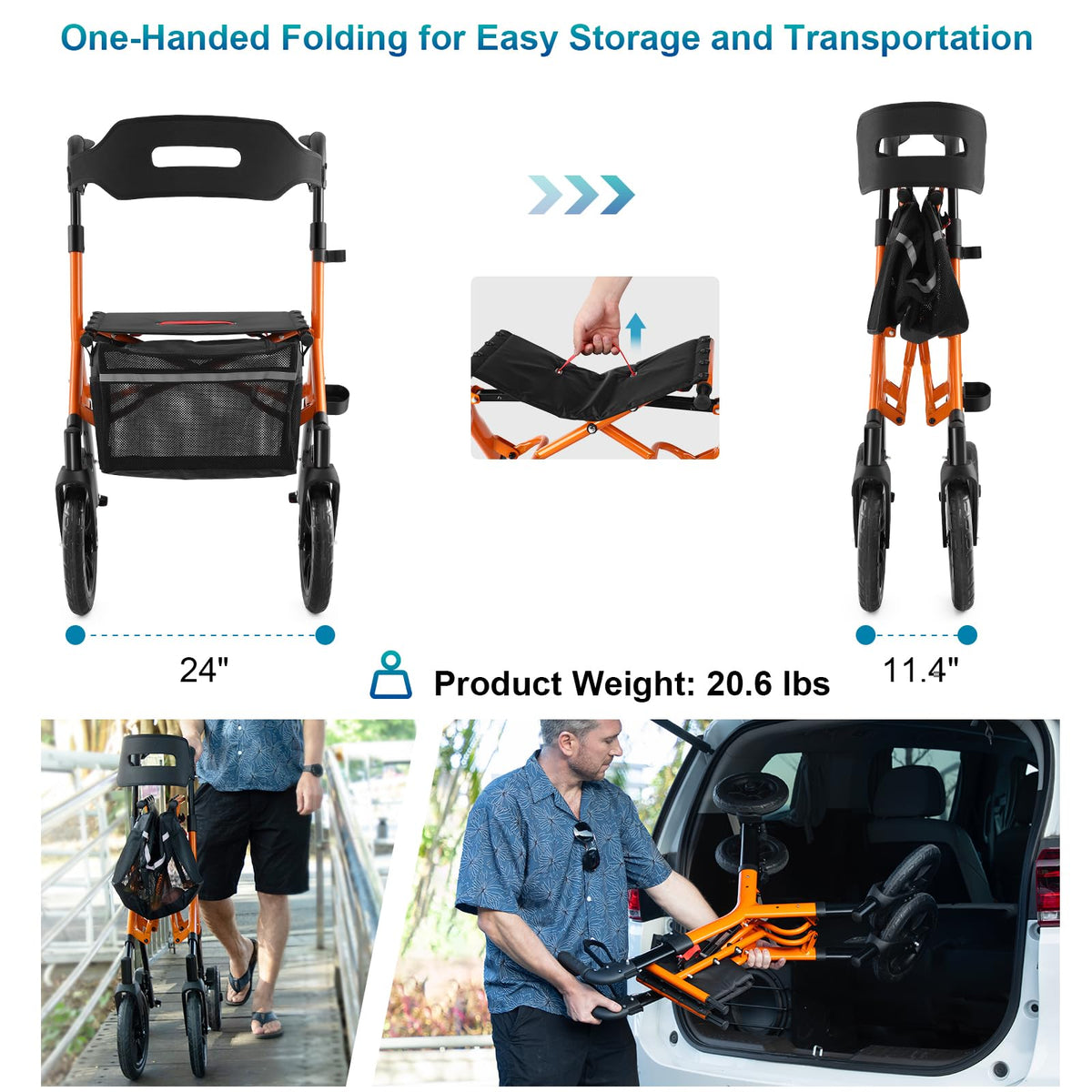 Tall Foldable Walker with Seat X336806