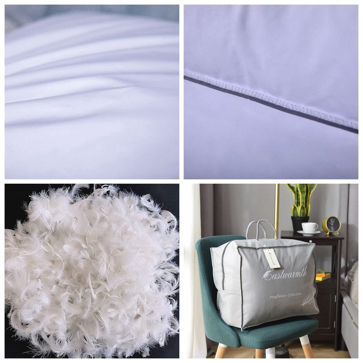 King Size Goose Feather Down Bed Pillow 2 Pack Cotton Medium Firm Set of 2 R140582