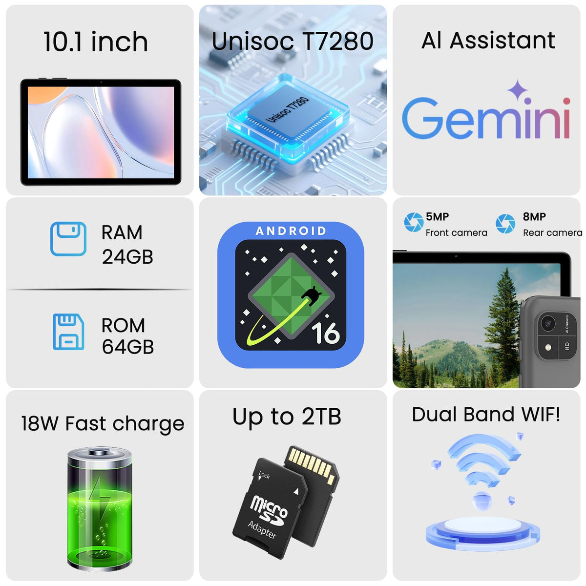 10 Inch Octa-Core Tablet with 24GB RAM 64GB ROM P9901