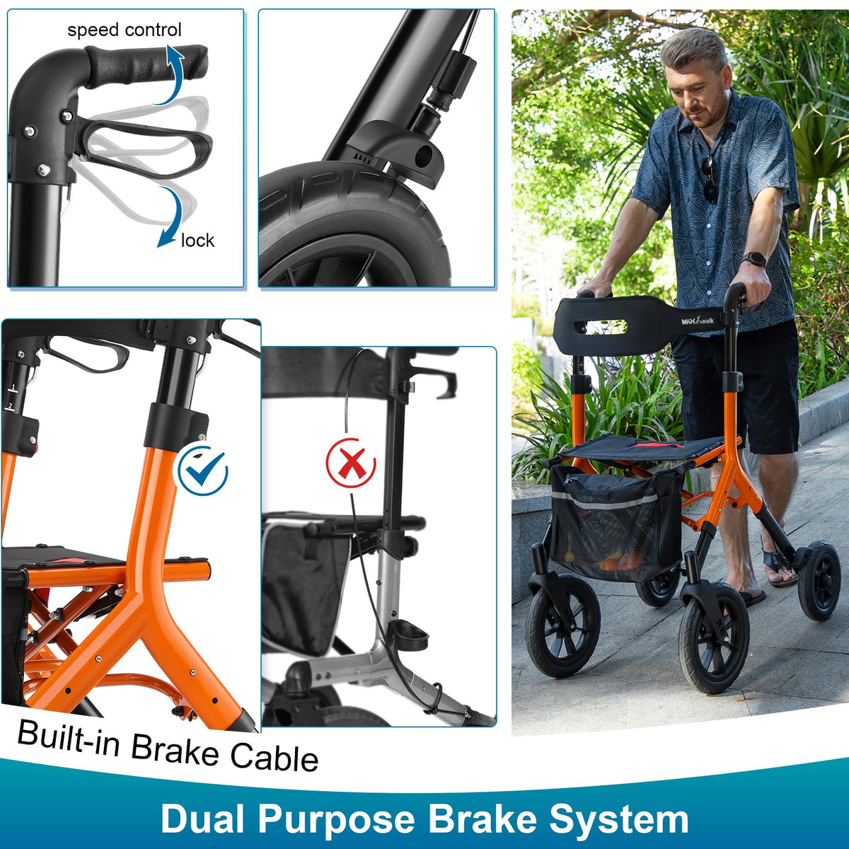Tall Foldable Walker with Seat X336806