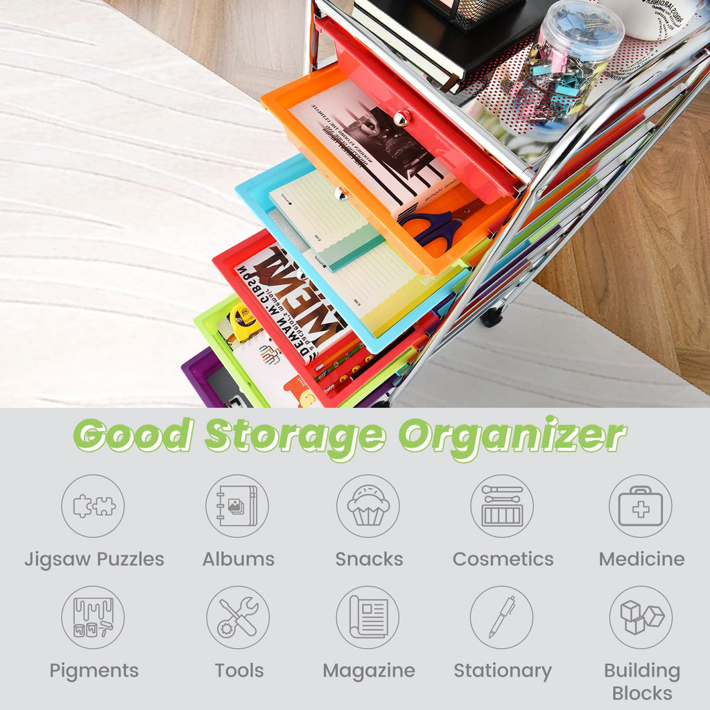 10 Drawer Rolling Storage Cart with Steel Frame Z98647