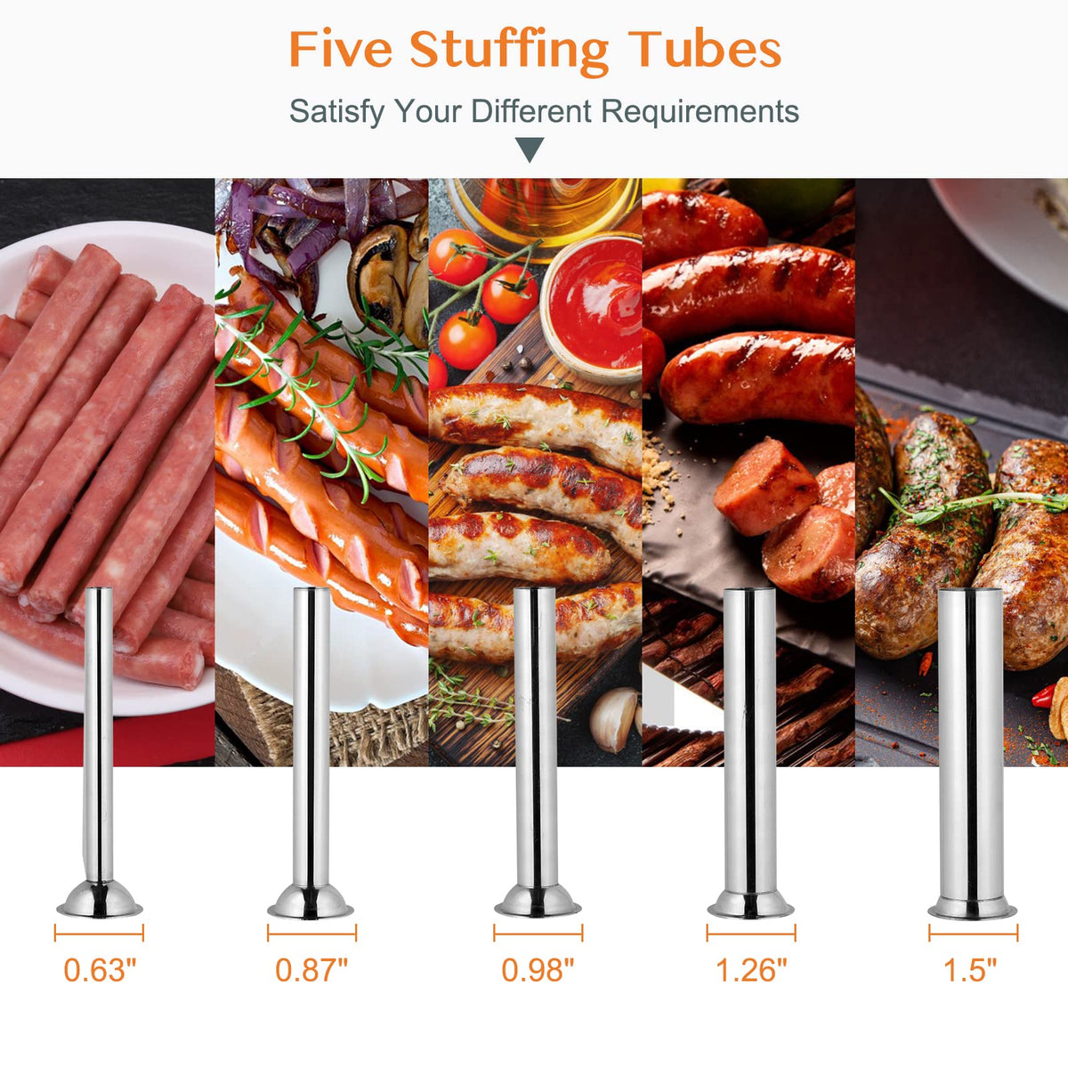 10L Electric Stainless Steel Sausage Stuffer with 5 Stuffing Tubes S2087