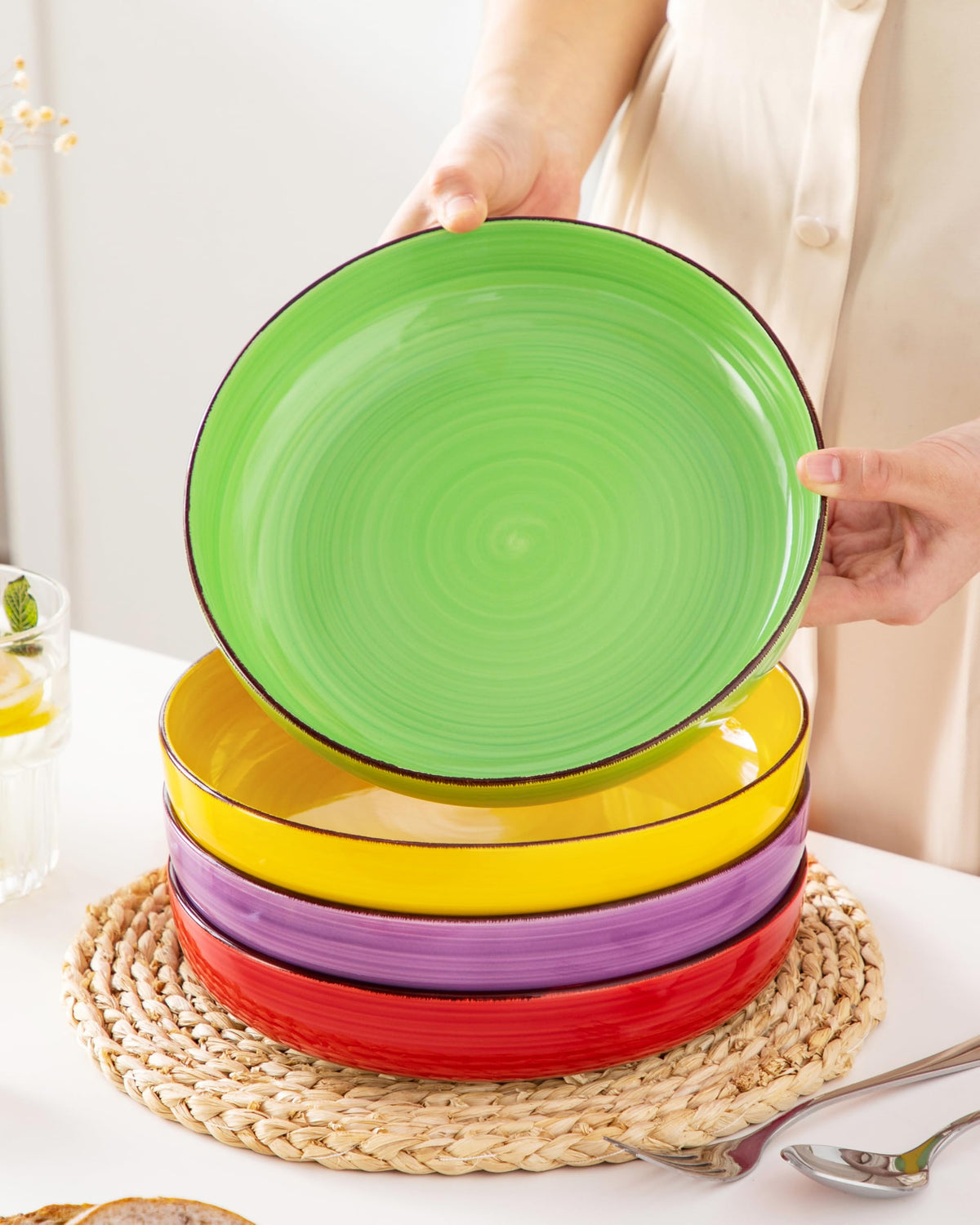 46 oz Ceramic Pasta Bowls Set of 4 G45849