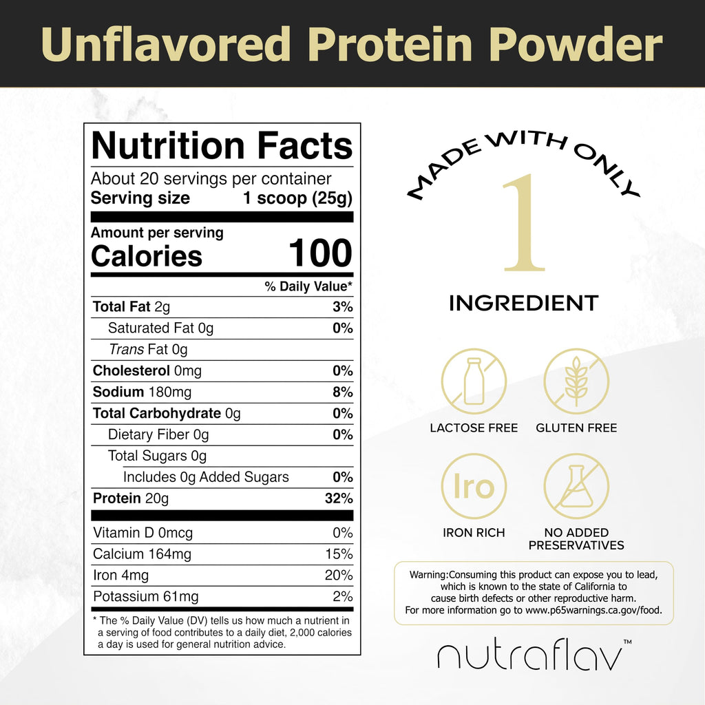 Unflavored Vegan Pea Protein Powder, 20 Servings R68548