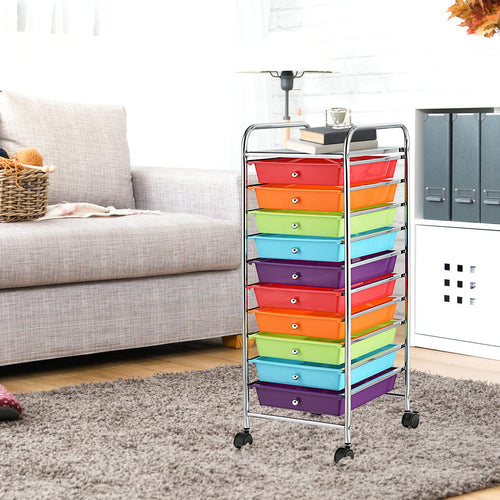 10 Drawer Rolling Storage Cart with Steel Frame Z98647