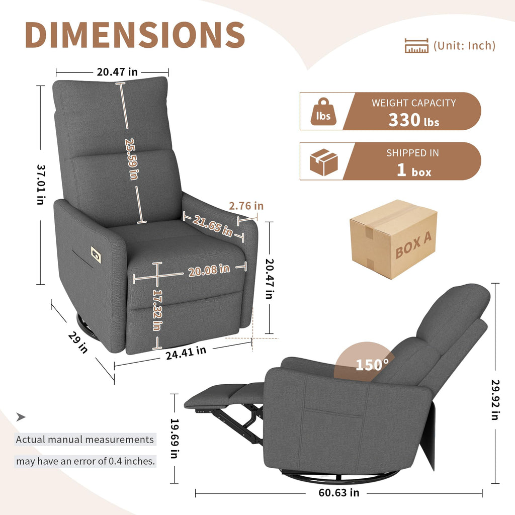 Dark Gray Velvet Swivel Rocker Chair F89676