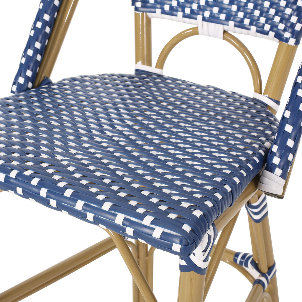 29.5" H Outdoor Bar Stools Set of 2 PE Rattan Aluminum Dark Teal & White T31500