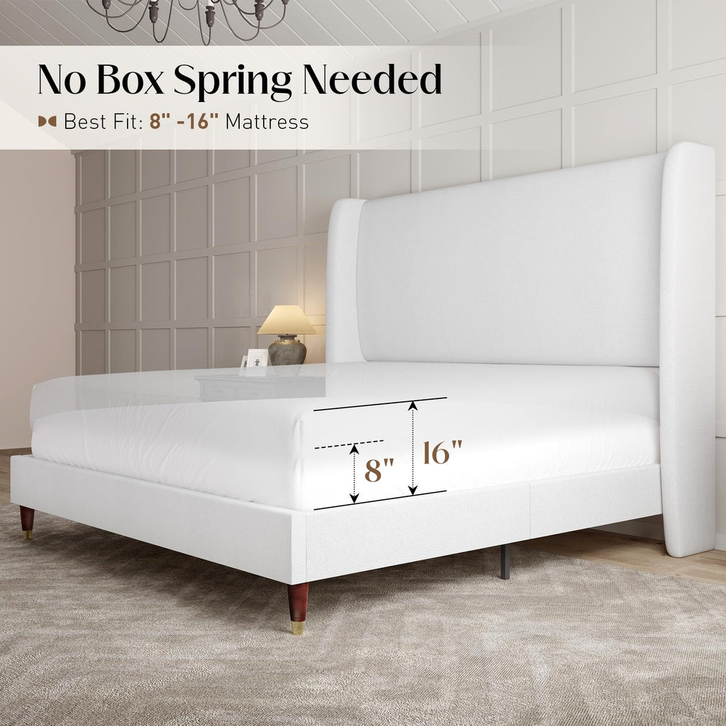 Queen Bed Frame Upholstered Bed White M94233