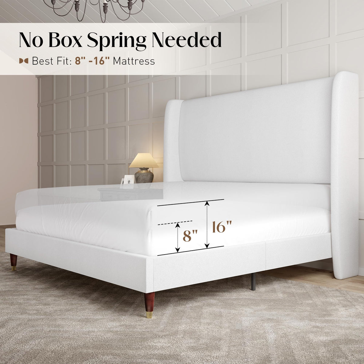 Queen Bed Frame Upholstered Bed White M94233