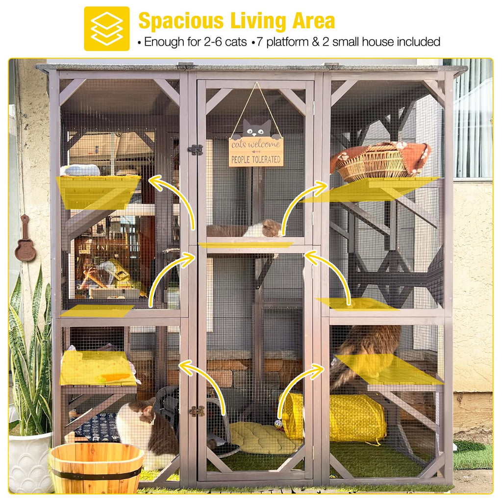 Extra Large 5-Level Outdoor Cat Enclosure with Cover D976046