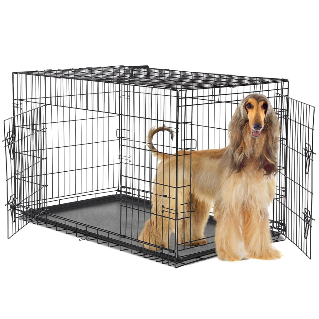 48-Inch Double Door Folding Metal Wire Dog Crate with Divider C729