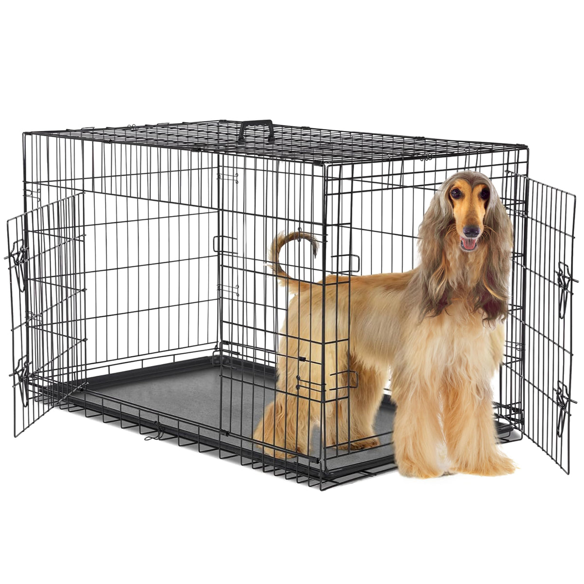 48-Inch Double Door Folding Metal Wire Dog Crate with Divider C729
