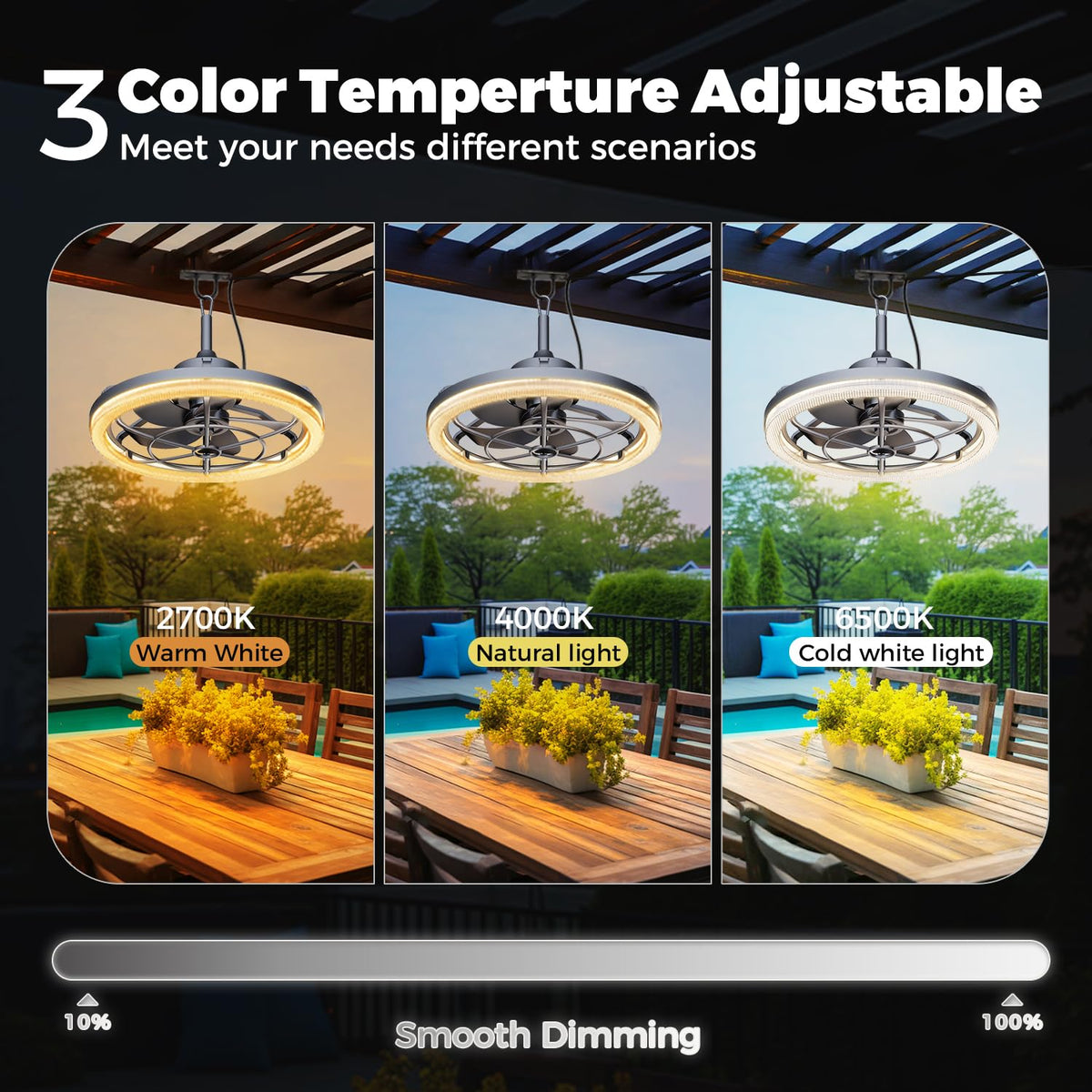 20" Outdoor Ceiling Fan with Light S654