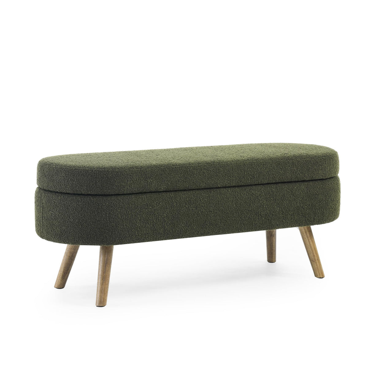Oval Storage Bench with Rubber Wood Legs Green F34190