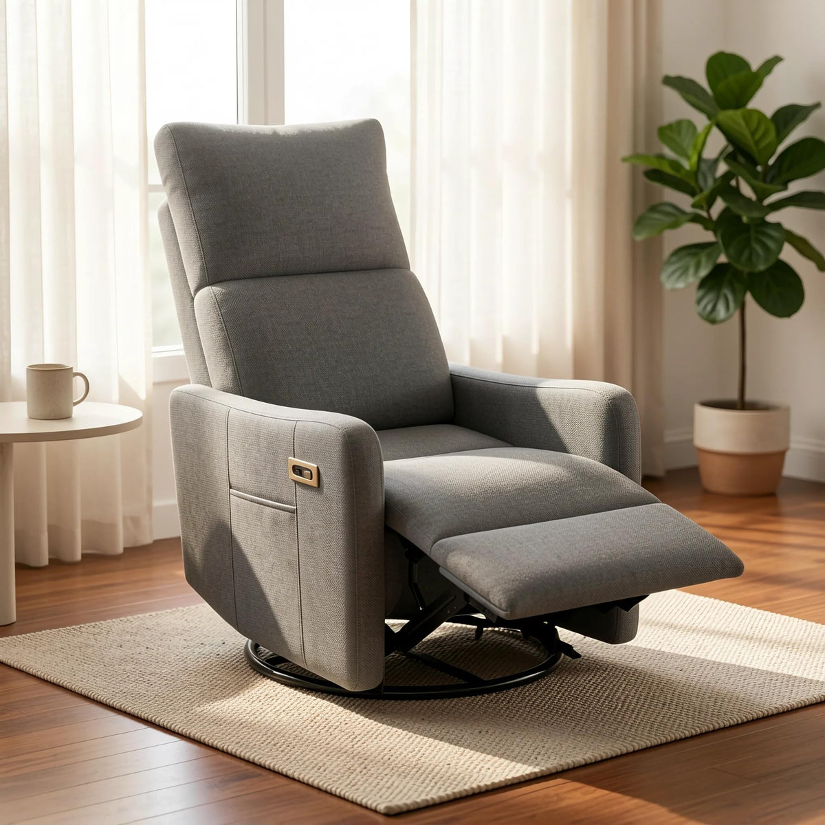 Dark Gray Velvet Swivel Rocker Chair F89676
