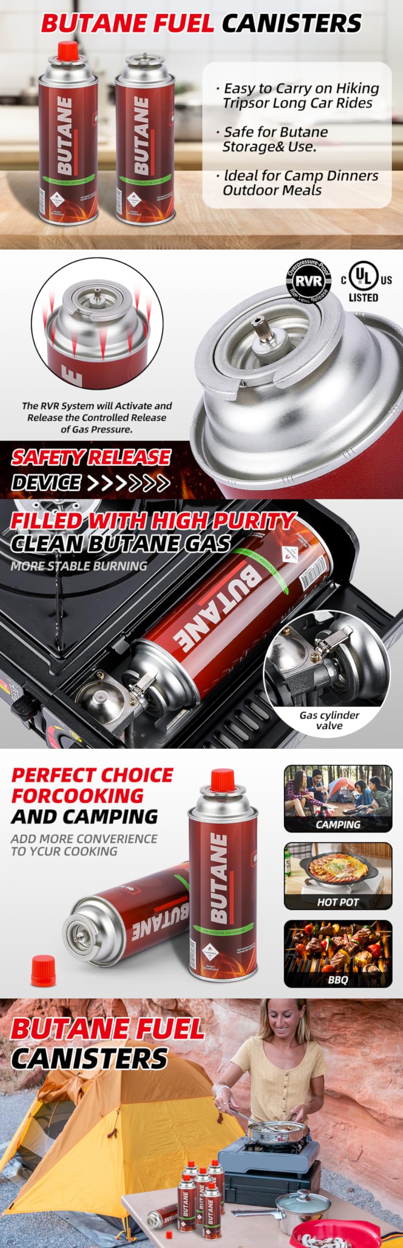8oz Butane Fuel Canisters Pack of 4 Y8680