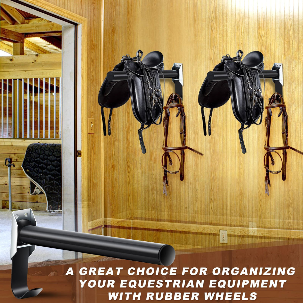 2 Pcs Wall Mount Saddle Rack with Bridle Holder A1063