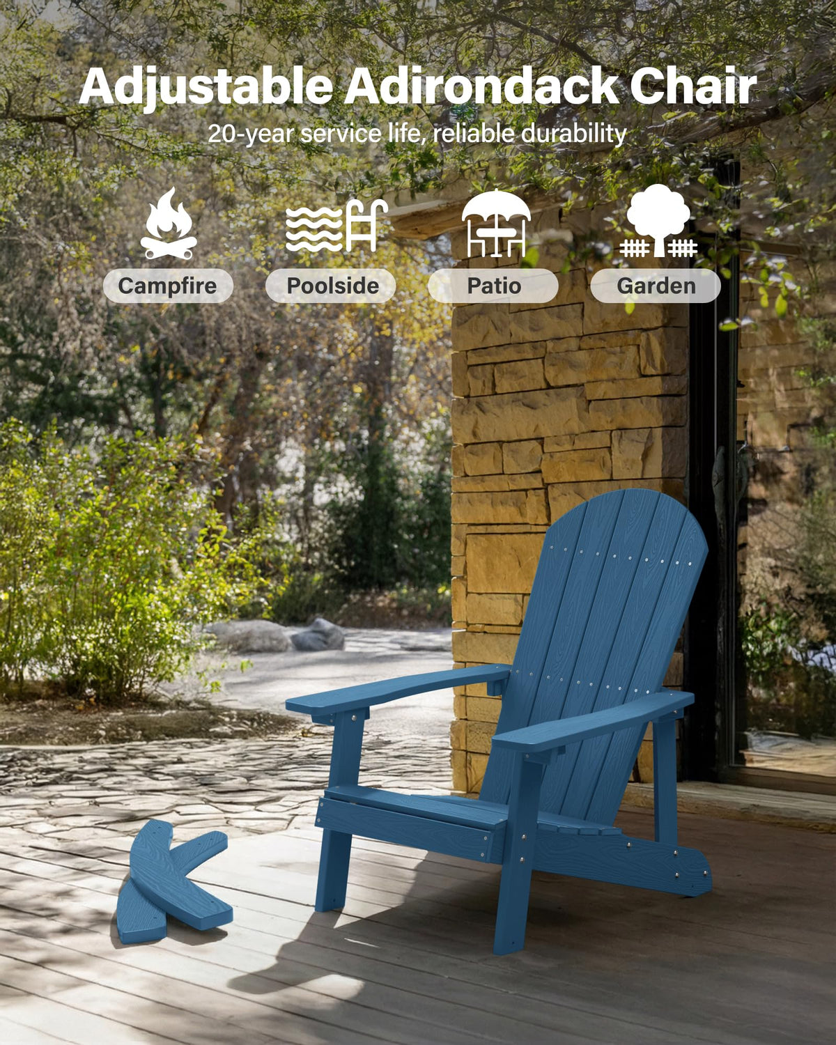 Navy Blue All-Weather Resistant Adirondack Rocking Chair Set of 2 Z530778