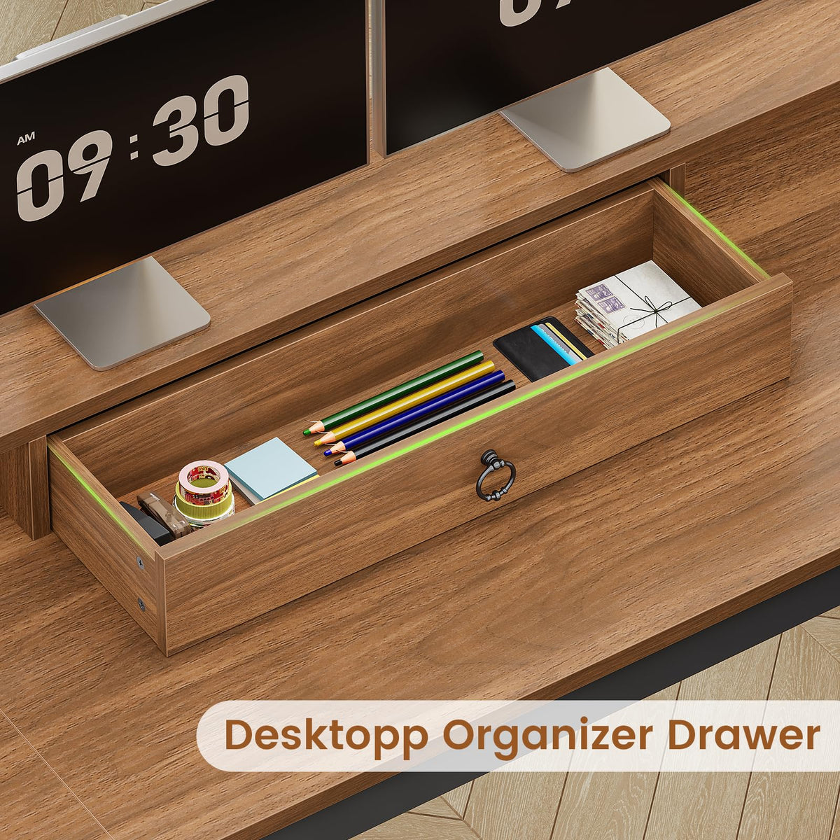 63" L Shaped Desk with Drawers and Storage Cabinet A852