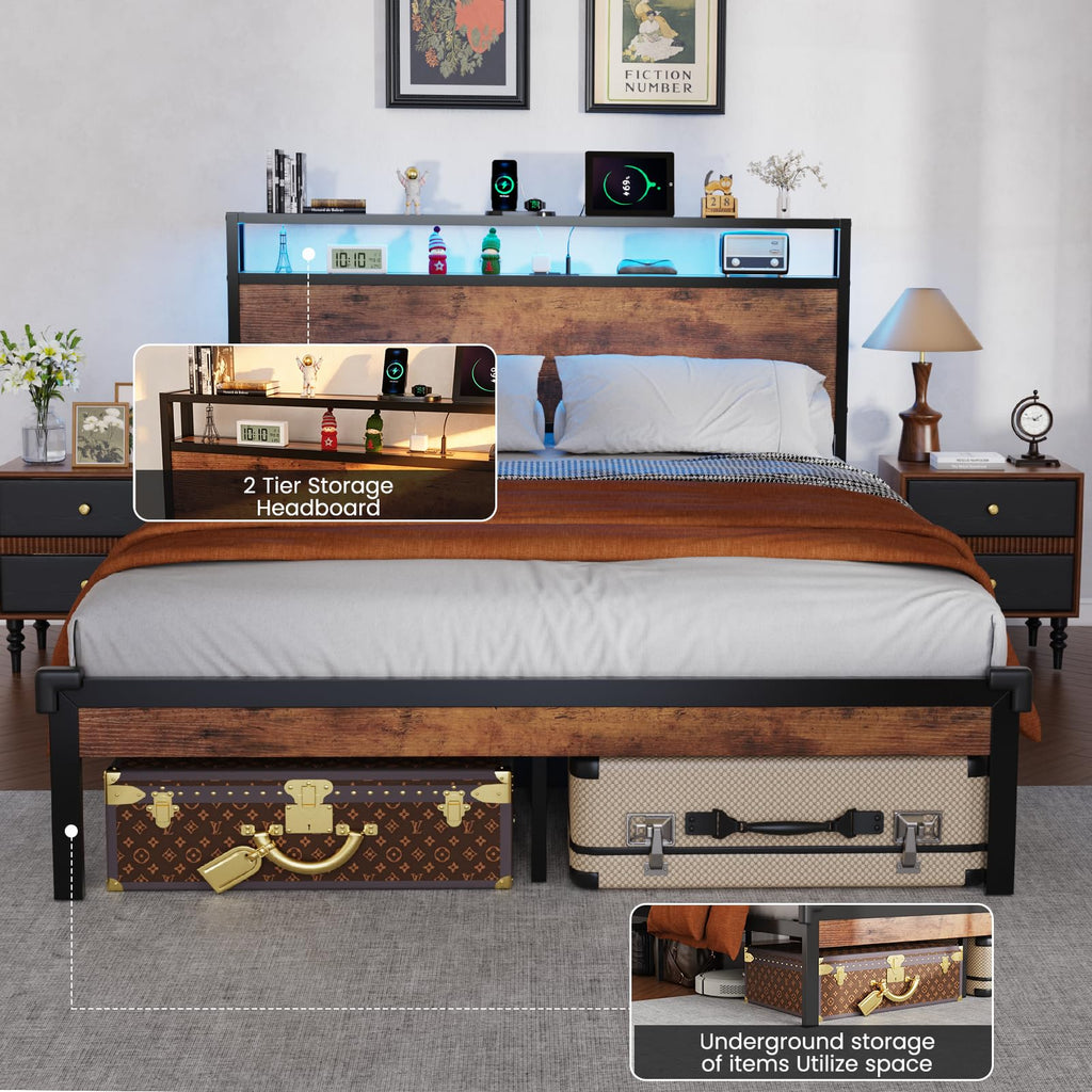 Full Size Bed Frame with Headboard X503