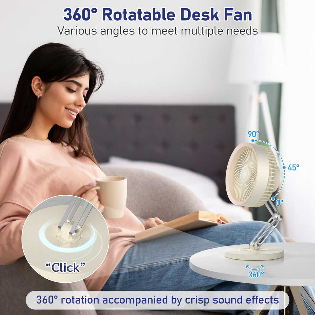 Small Quiet Table Fan with Metal Stand 3 Speed 2000mAh Rechargeable E2938