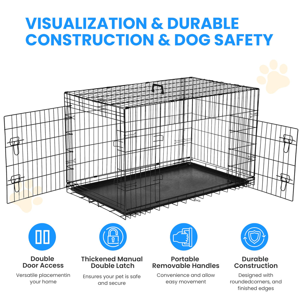48-Inch Double Door Folding Metal Wire Dog Crate with Divider C729
