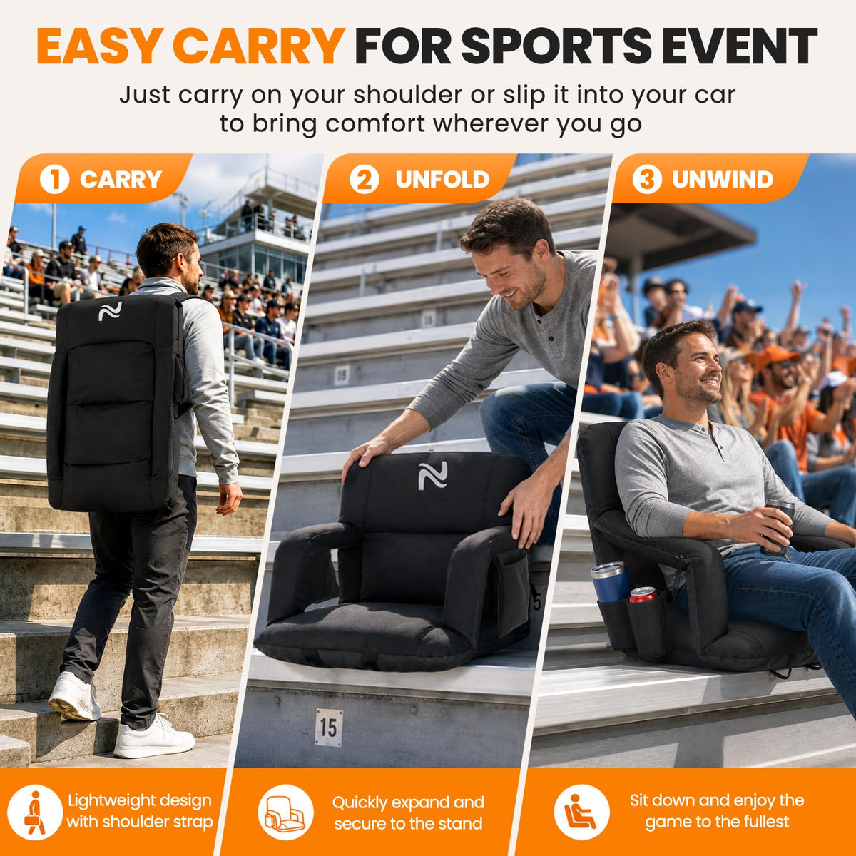 Extra Wide Padded Stadium Seats with Back Support U694668