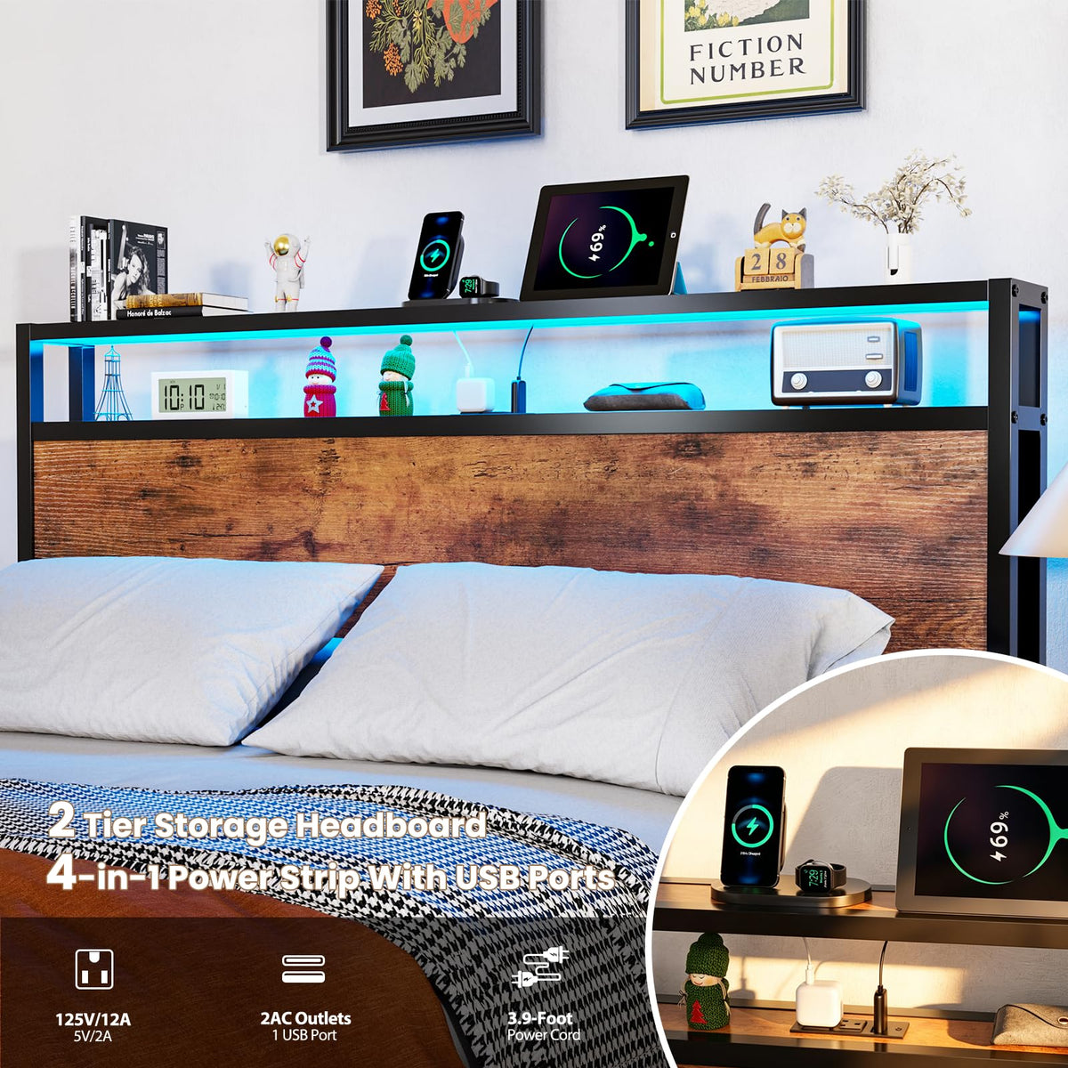 Full Size Bed Frame with Headboard X503
