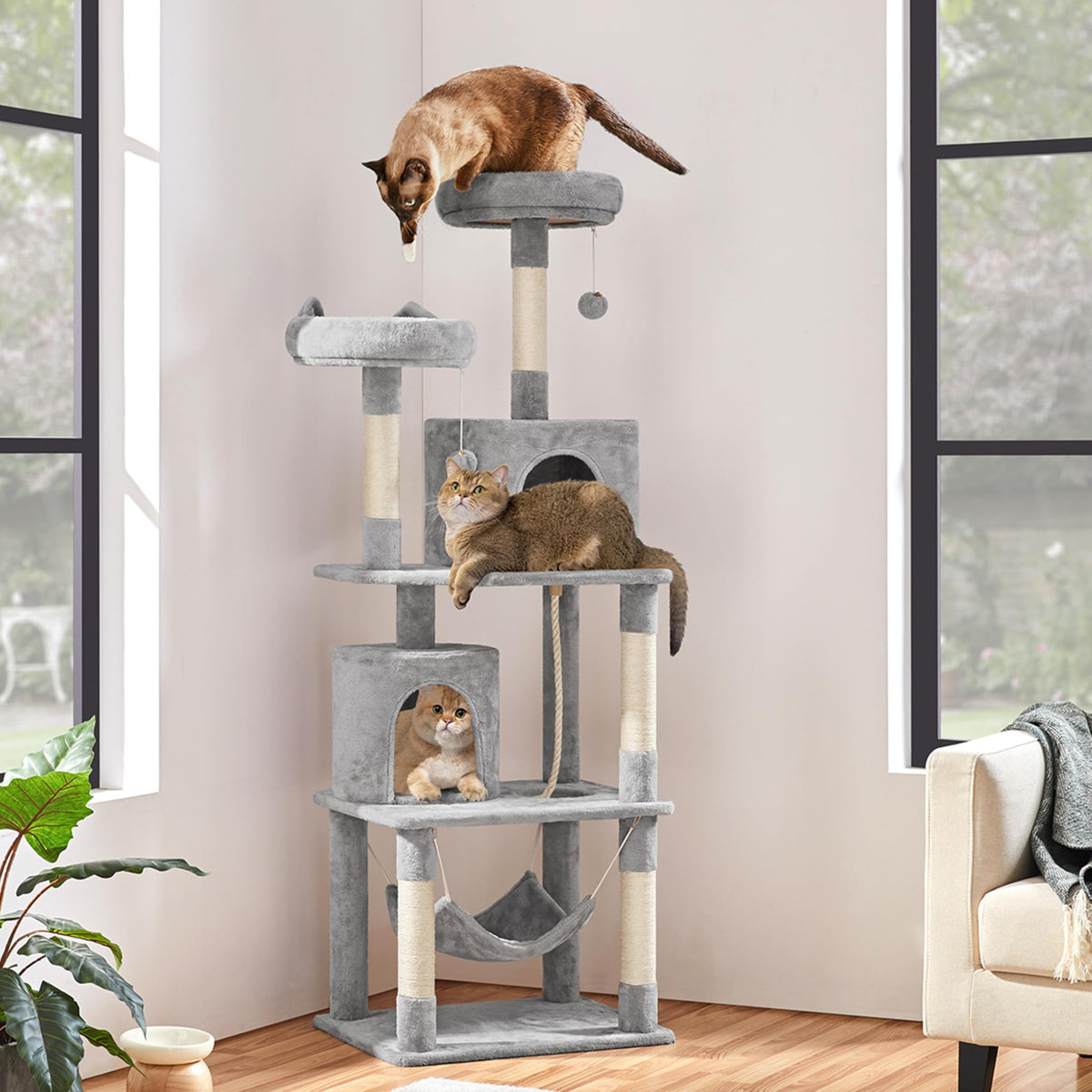 Tall Cat Tree with Condo Scratching Post M227521