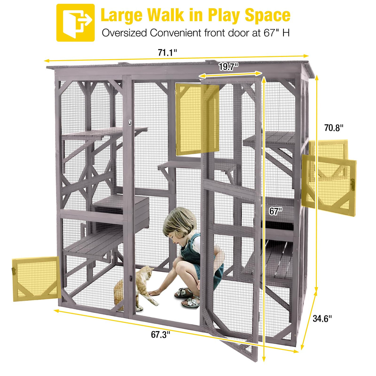 Extra Large 5-Level Outdoor Cat Enclosure with Cover D976046