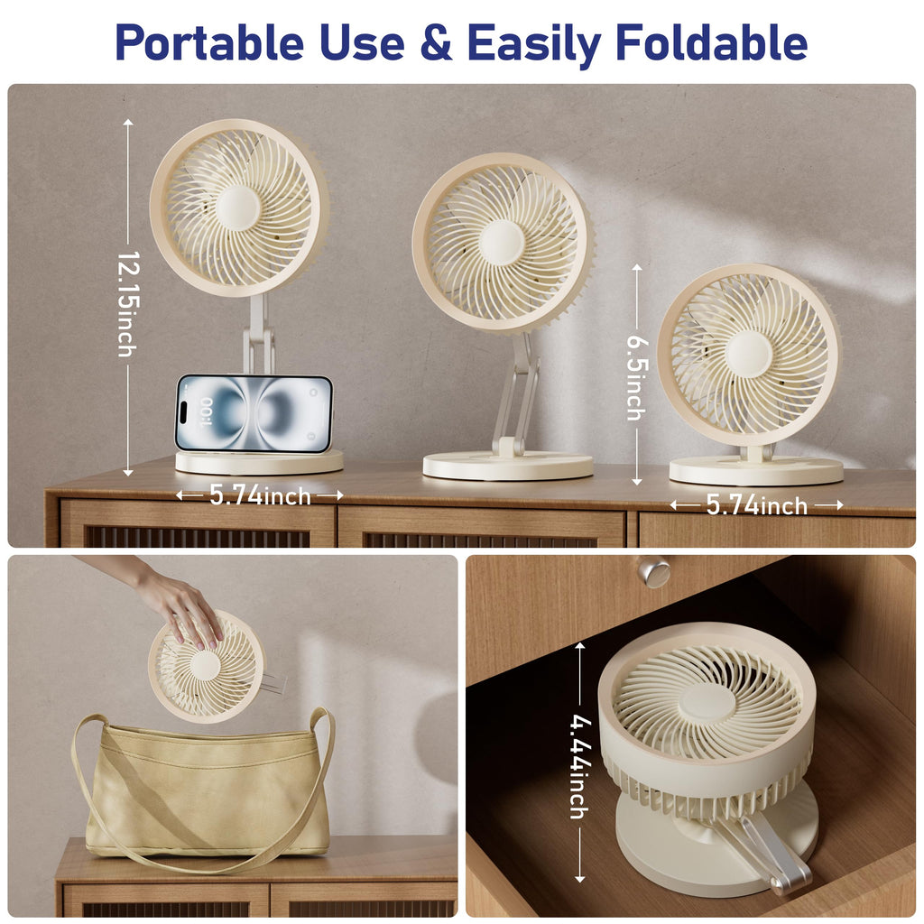 Small Quiet Table Fan with Metal Stand 3 Speed 2000mAh Rechargeable E2938