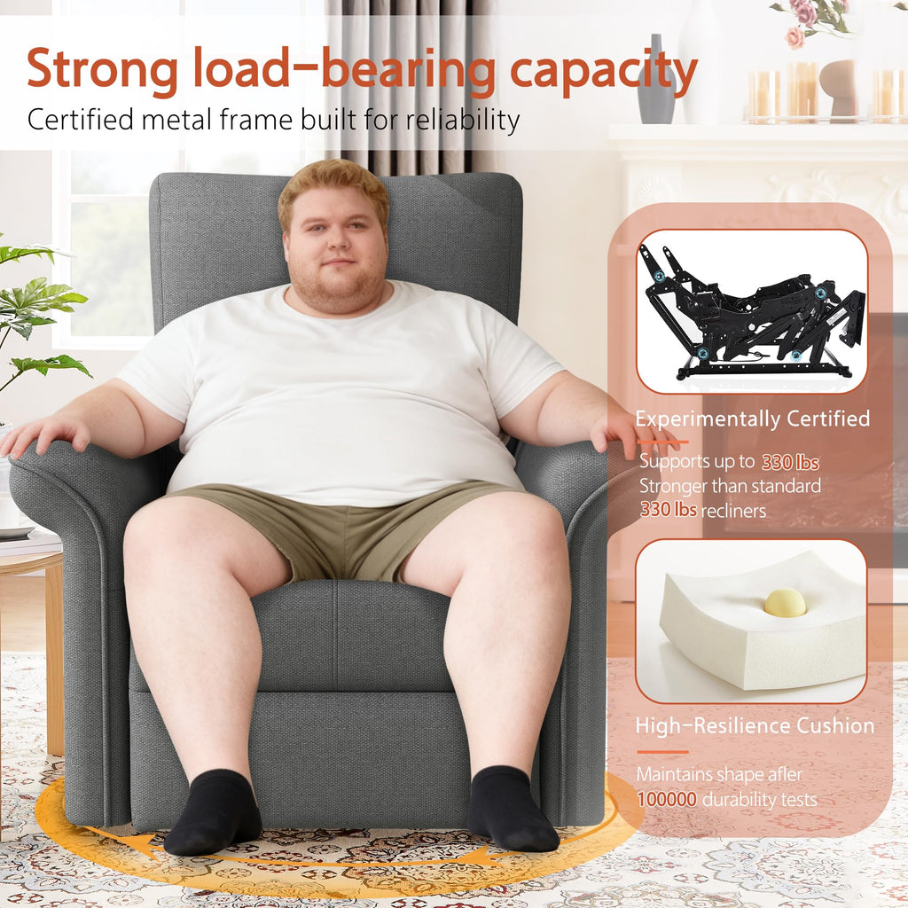 Velvet Grey Swivel Rocker Recliner Chair Q601018