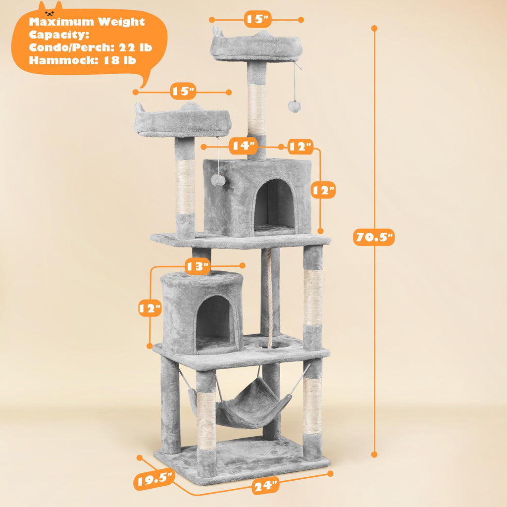 Tall Cat Tree with Condo Scratching Post M227521