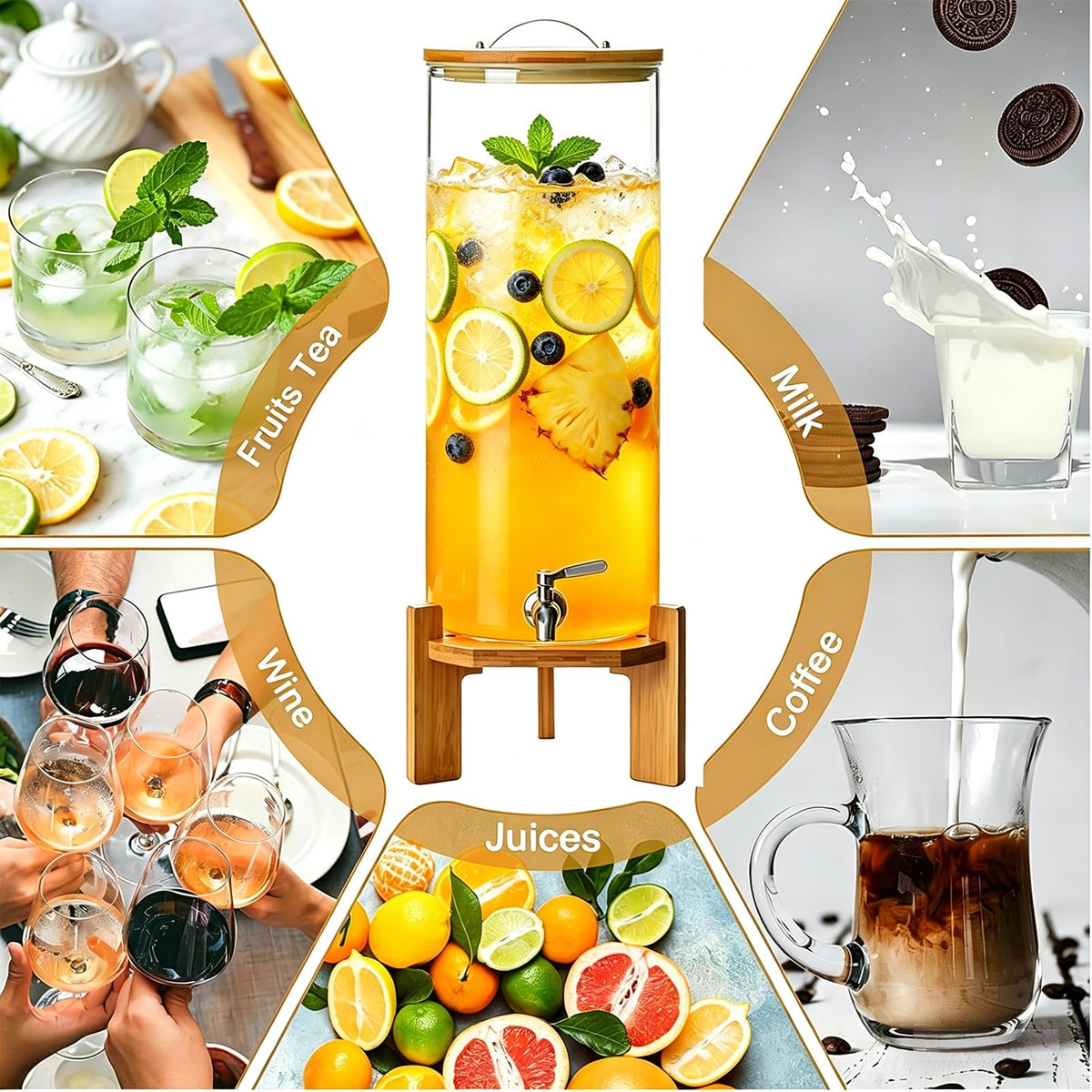 3.5 Gallon Glass Beverage Dispenser with Stand Q830