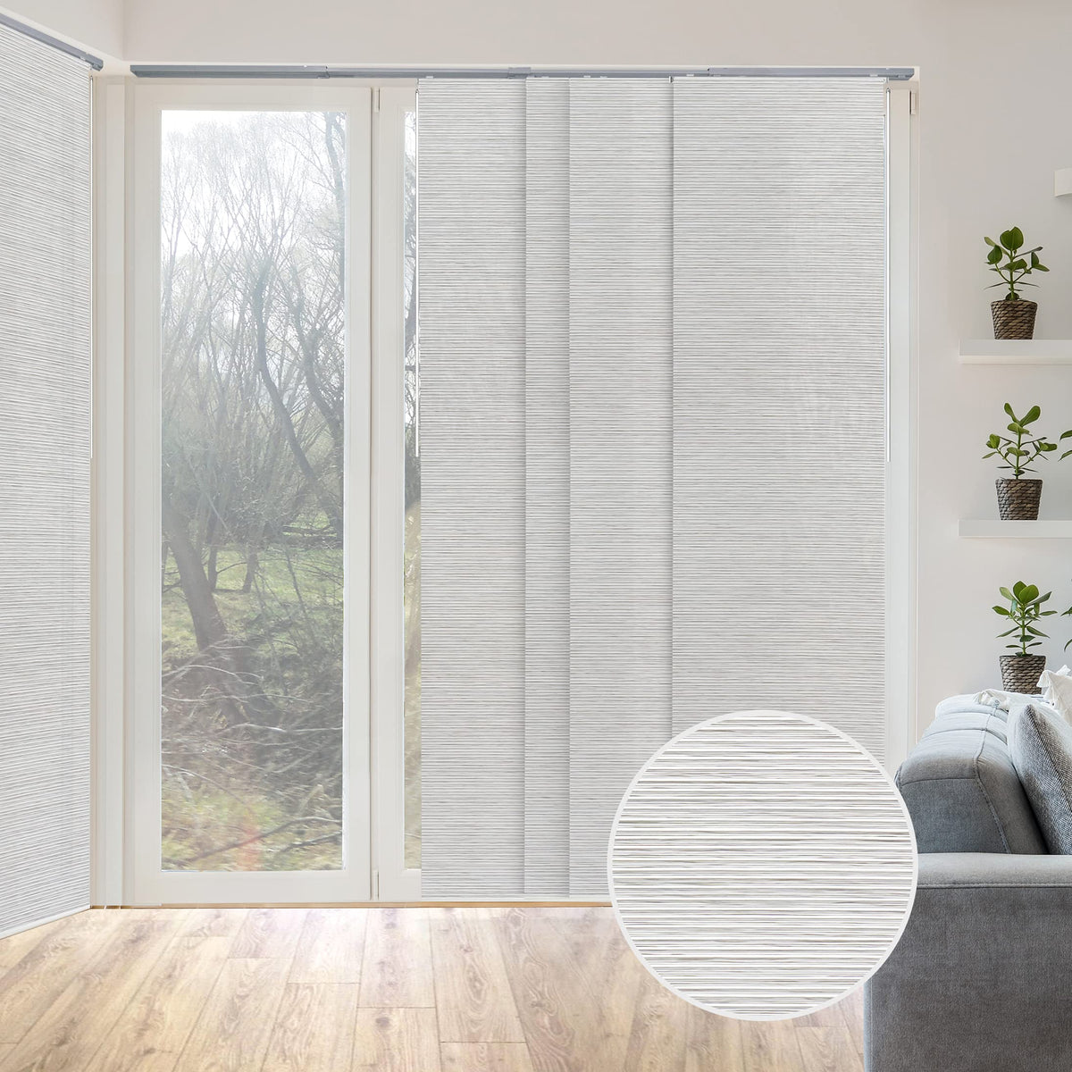 Natural Woven Light Filtering Panel Track Blinds L9794