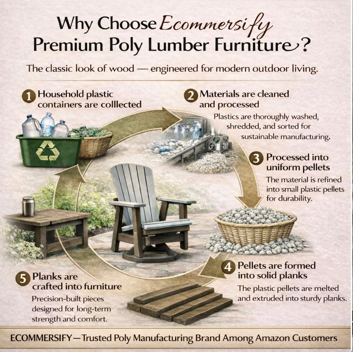 2FT All-Weather Poly Lumber Outdoor Glider Chair Z25681