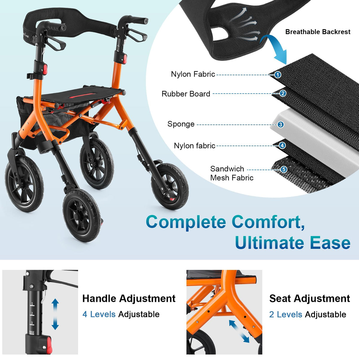 Tall Foldable Walker with Seat X336806