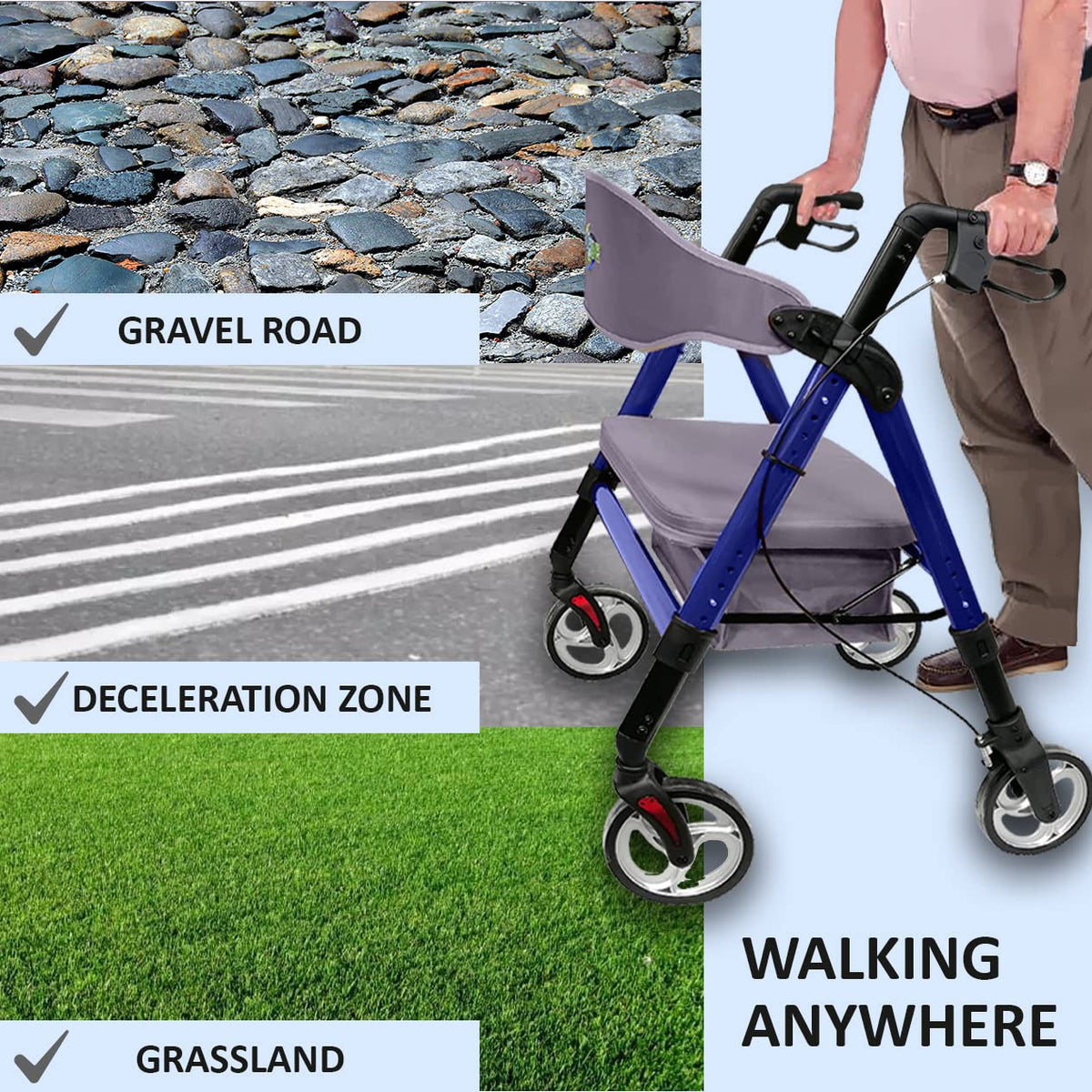 Heavy Duty 4 Wheel Rollator Walker with Seat E471120