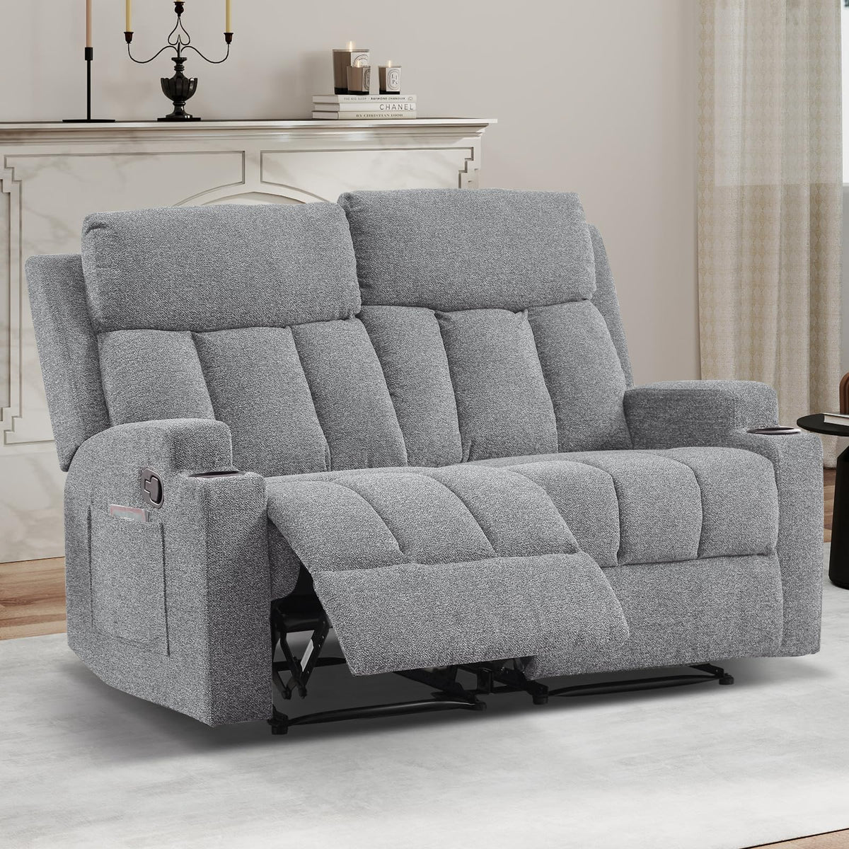 Soft Fabric 2 Seat Recliner Sofa with Cup Holders U248