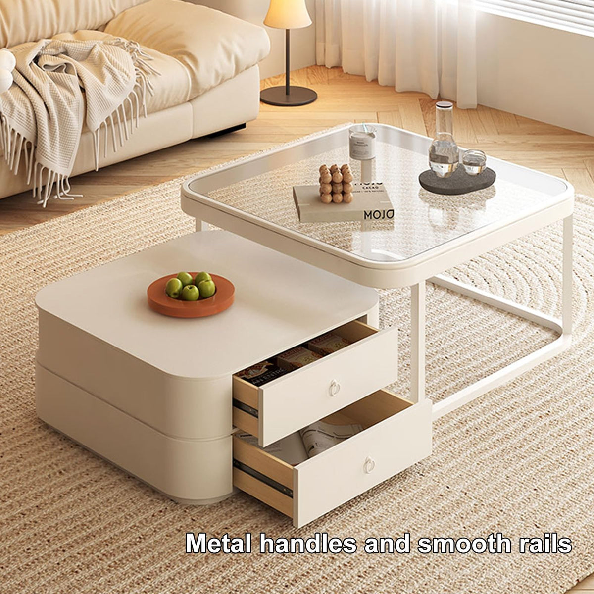Brown Square Glass Nesting Coffee Table Set of 2 G2968