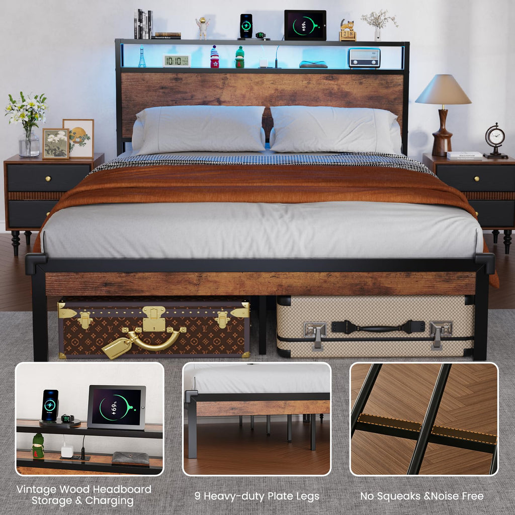 Full Size Bed Frame with Headboard X503