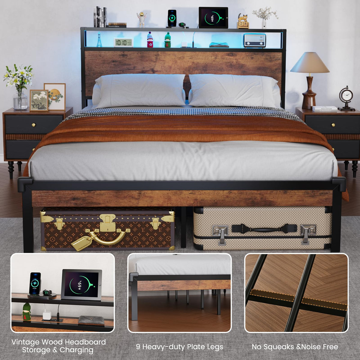 Full Size Bed Frame with Headboard X503
