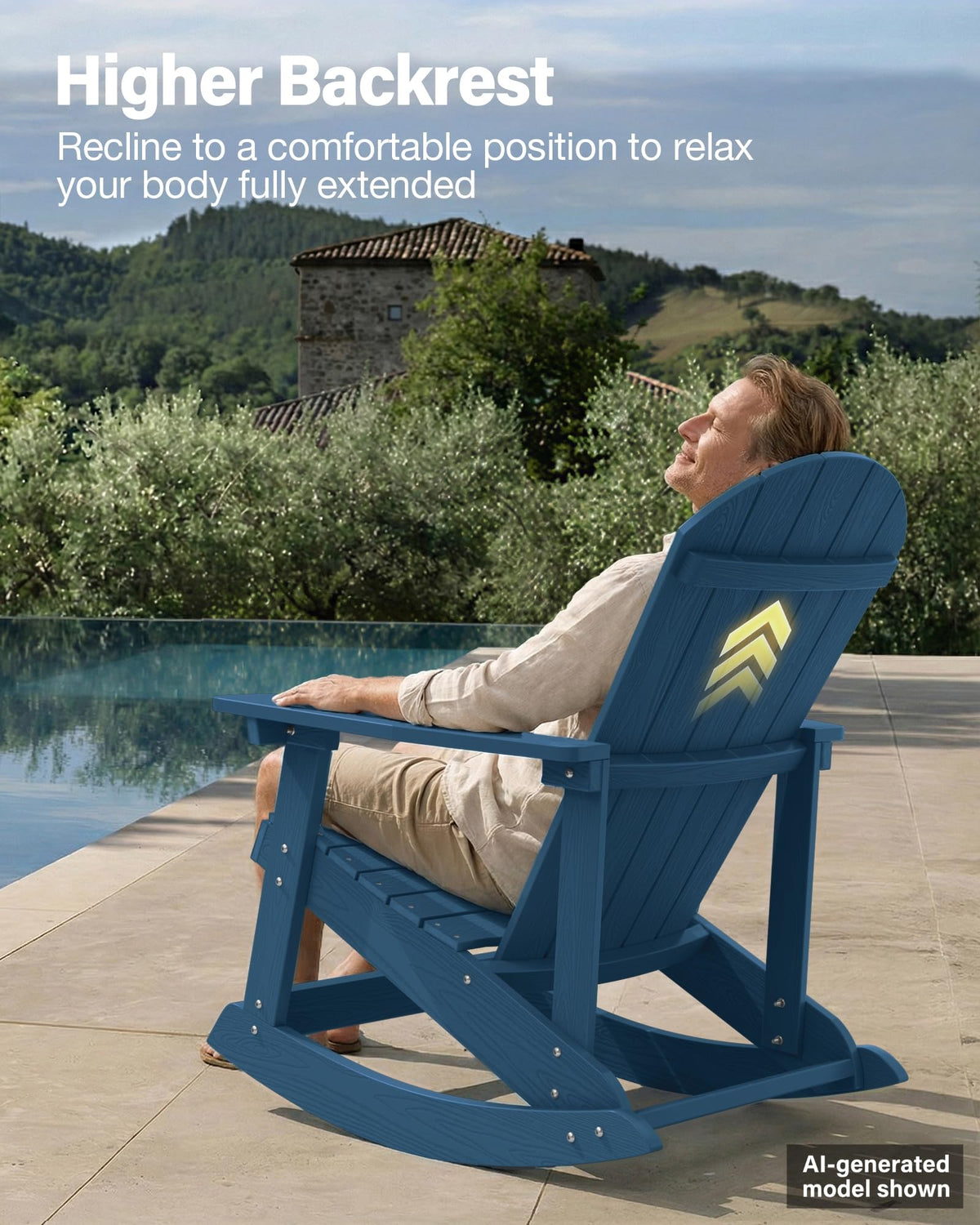 Navy Blue All-Weather Resistant Adirondack Rocking Chair Set of 2 Z530778