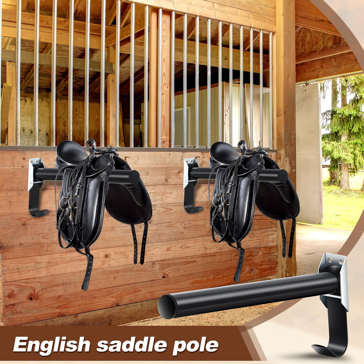 2 Pcs Wall Mount Saddle Rack with Bridle Holder A1063